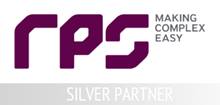 rps written in purple with making complex easy in small grey font to the top right and silver partner written across the bottom